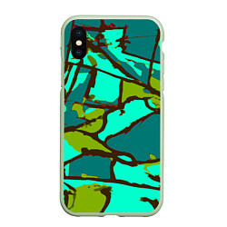 Чехол iPhone XS Max матовый Цветная геометрия, цвет: 3D-салатовый