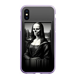 Чехол iPhone XS Max матовый Мона Лиза Black skull, цвет: 3D-светло-сиреневый