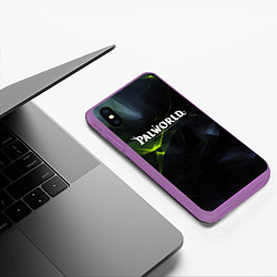 Чехол iPhone XS Max матовый Palworld логотип абстрактный объемный фон, цвет: 3D-фиолетовый — фото 2