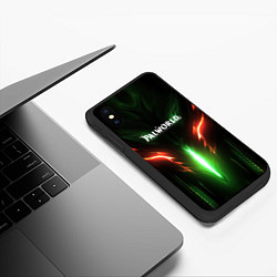 Чехол iPhone XS Max матовый Palworld зеленый неоновый свет, цвет: 3D-черный — фото 2