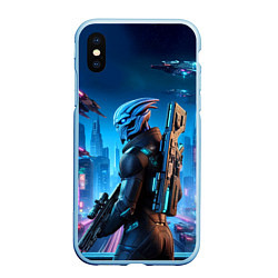 Чехол iPhone XS Max матовый Mass Effect - ai art, цвет: 3D-голубой