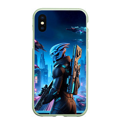 Чехол iPhone XS Max матовый Mass Effect - ai art, цвет: 3D-салатовый