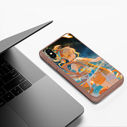 Чехол iPhone XS Max матовый Genshin Impact Ёимия smile, цвет: 3D-коричневый — фото 2