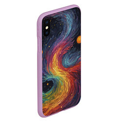 Чехол iPhone XS Max матовый Звездный вихрь абстрактная живопись, цвет: 3D-сиреневый — фото 2