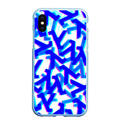 Чехол iPhone XS Max матовый Half life black mesa steel logo, цвет: 3D-голубой