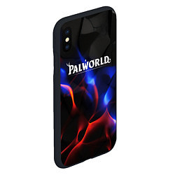 Чехол iPhone XS Max матовый Palworld логотип на черном и фиолетовом абстракте, цвет: 3D-черный — фото 2