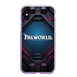 Чехол iPhone XS Max матовый Palworld логотип космический стиль, цвет: 3D-сиреневый