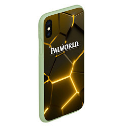 Чехол iPhone XS Max матовый Palworld логотип разлом желтых плит, цвет: 3D-салатовый — фото 2