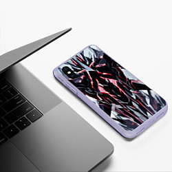 Чехол iPhone XS Max матовый Чёрно-красная агрессивная абстракция на белом фоне, цвет: 3D-светло-сиреневый — фото 2