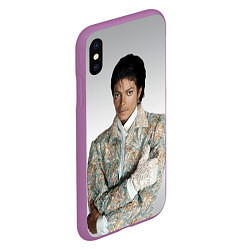 Чехол iPhone XS Max матовый Майкл Джексон в серебряном костюме, цвет: 3D-фиолетовый — фото 2