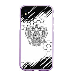 Чехол iPhone XS Max матовый Россия будущего герб, цвет: 3D-сиреневый