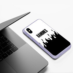 Чехол iPhone XS Max матовый Ramones fire black rock, цвет: 3D-светло-сиреневый — фото 2