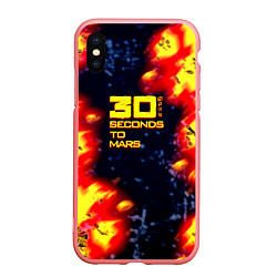 Чехол iPhone XS Max матовый Thirty Seconds to Mars огненное лого, цвет: 3D-баблгам