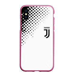 Чехол iPhone XS Max матовый Juventus sport black geometry, цвет: 3D-малиновый