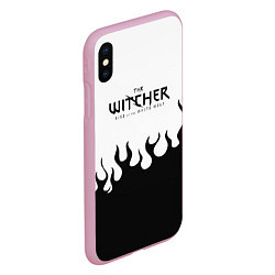 Чехол iPhone XS Max матовый Ведьмак лого чёрный огонь, цвет: 3D-розовый — фото 2