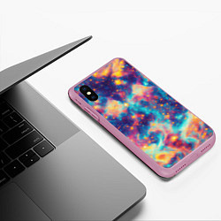 Чехол iPhone XS Max матовый Космические яркие узоры, цвет: 3D-розовый — фото 2