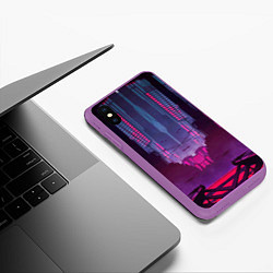 Чехол iPhone XS Max матовый Кибер город, цвет: 3D-фиолетовый — фото 2