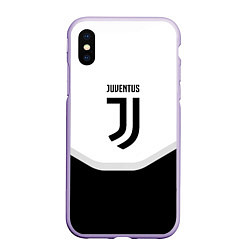 Чехол iPhone XS Max матовый Juventus black geometry sport, цвет: 3D-светло-сиреневый