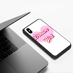 Чехол iPhone XS Max матовый Девушка-мечта и розовое сердце, цвет: 3D-черный — фото 2