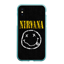 Чехол iPhone XS Max матовый Джинсовка с nirvana, цвет: 3D-мятный