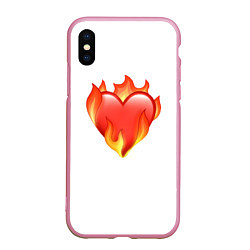 Чехол iPhone XS Max матовый Сердце в огне эмодзи, цвет: 3D-розовый