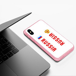 Чехол iPhone XS Max матовый Россия три полоски на белом фоне, цвет: 3D-баблгам — фото 2
