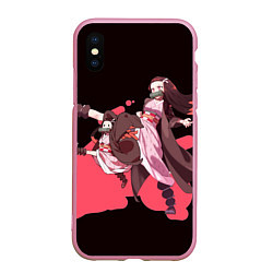 Чехол iPhone XS Max матовый Нэдзуко ярость, цвет: 3D-розовый