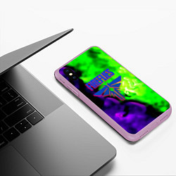 Чехол iPhone XS Max матовый Цикады токсичный огонь, цвет: 3D-сиреневый — фото 2