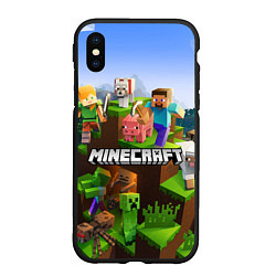 Чехол iPhone XS Max матовый Minecraft pixel world, цвет: 3D-черный