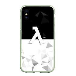 Чехол iPhone XS Max матовый Half life pattern geometry, цвет: 3D-салатовый
