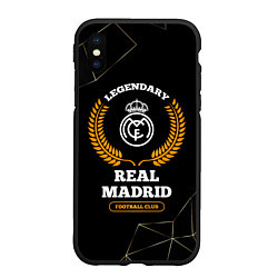 Чехол iPhone XS Max матовый Лого Real Madrid и надпись legendary football club, цвет: 3D-черный