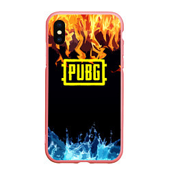 Чехол iPhone XS Max матовый PUBG online битва огня и льда, цвет: 3D-баблгам