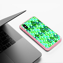 Чехол iPhone XS Max матовый Зелёный узор и бело-чёрная обводка, цвет: 3D-баблгам — фото 2