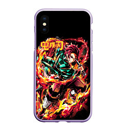 Чехол iPhone XS Max матовый Тандзиро - Клинок, рассекающий демонов, цвет: 3D-светло-сиреневый