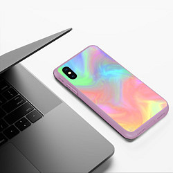 Чехол iPhone XS Max матовый Абстракция смесь красок светлый тай-дай, цвет: 3D-сиреневый — фото 2