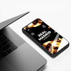 Чехол iPhone XS Max матовый Real Madrid legendary sport fire, цвет: 3D-черный — фото 2