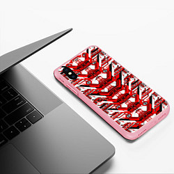 Чехол iPhone XS Max матовый Красно-белая техно броня, цвет: 3D-баблгам — фото 2