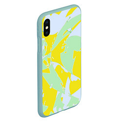 Чехол iPhone XS Max матовый Салатово-жёлтые пятна, цвет: 3D-мятный — фото 2