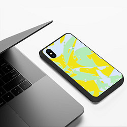 Чехол iPhone XS Max матовый Салатово-жёлтые пятна, цвет: 3D-черный — фото 2