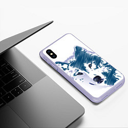 Чехол iPhone XS Max матовый Волк темно-синий, цвет: 3D-светло-сиреневый — фото 2