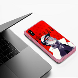Чехол iPhone XS Max матовый Джотаро Куджо на фоне звездочек из ДжоДжо, цвет: 3D-малиновый — фото 2