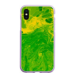 Чехол iPhone XS Max матовый Зеленые подтеки, цвет: 3D-сиреневый