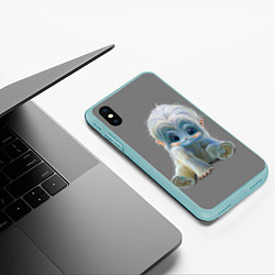 Чехол iPhone XS Max матовый Маленький йети, цвет: 3D-мятный — фото 2