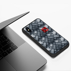 Чехол iPhone XS Max матовый Dota - metal texture logo, цвет: 3D-черный — фото 2