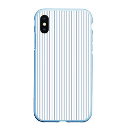 Чехол iPhone XS Max матовый Белый в голубую тонкую полоску, цвет: 3D-голубой