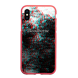 Чехол iPhone XS Max матовый Bloodborn souls глитч краски, цвет: 3D-красный