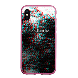 Чехол iPhone XS Max матовый Bloodborn souls глитч краски, цвет: 3D-малиновый