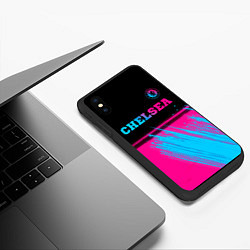 Чехол iPhone XS Max матовый Chelsea - neon gradient посередине, цвет: 3D-черный — фото 2
