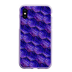 Чехол iPhone XS Max матовый Сине-фиолетовая стеклянная мозаика, цвет: 3D-светло-сиреневый