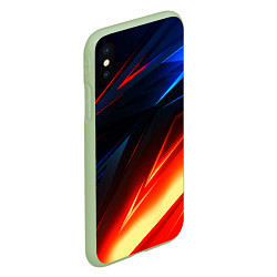 Чехол iPhone XS Max матовый Geometry stripes neon steel, цвет: 3D-салатовый — фото 2